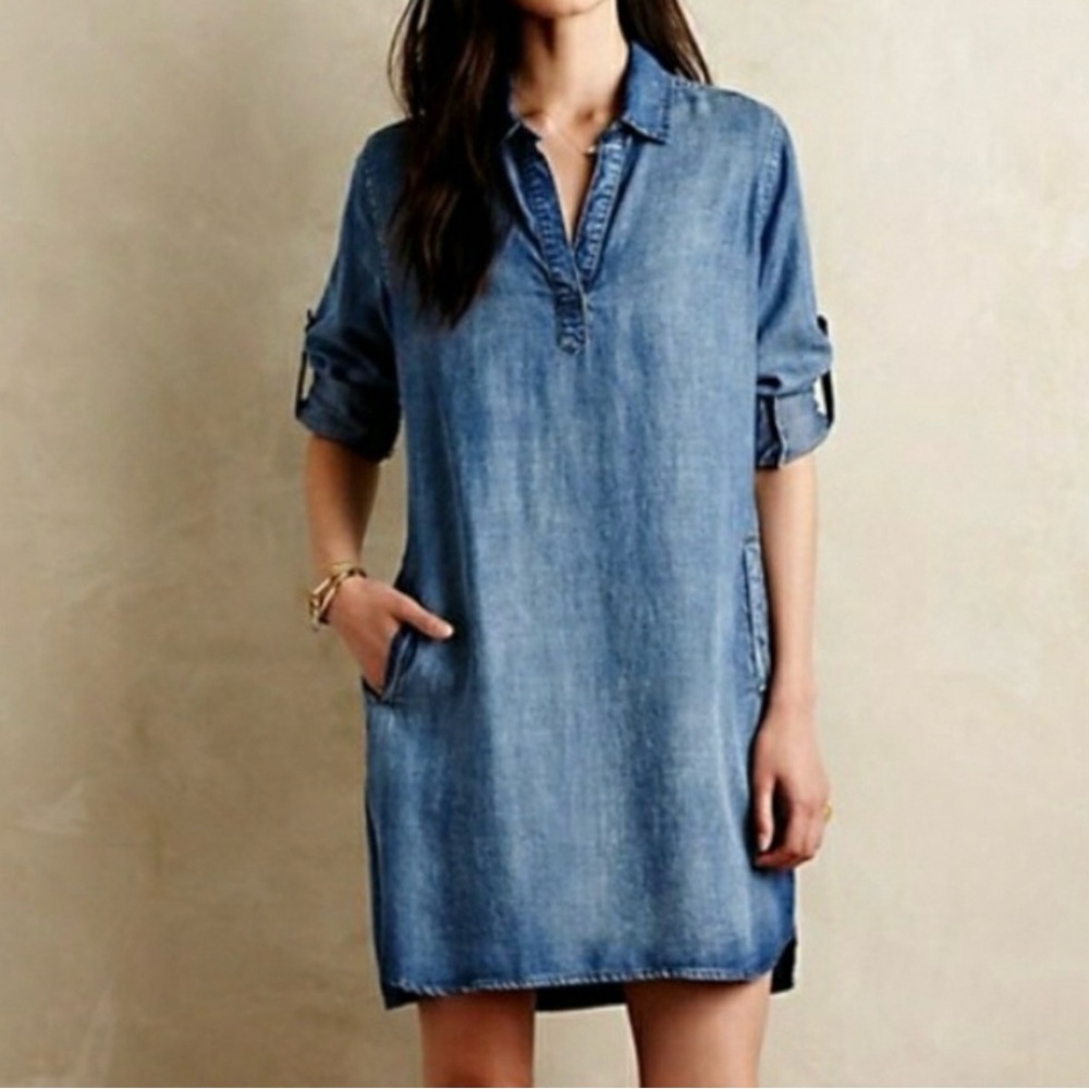 Cloth & Stone Denim Chambray Shirtdress Size M
